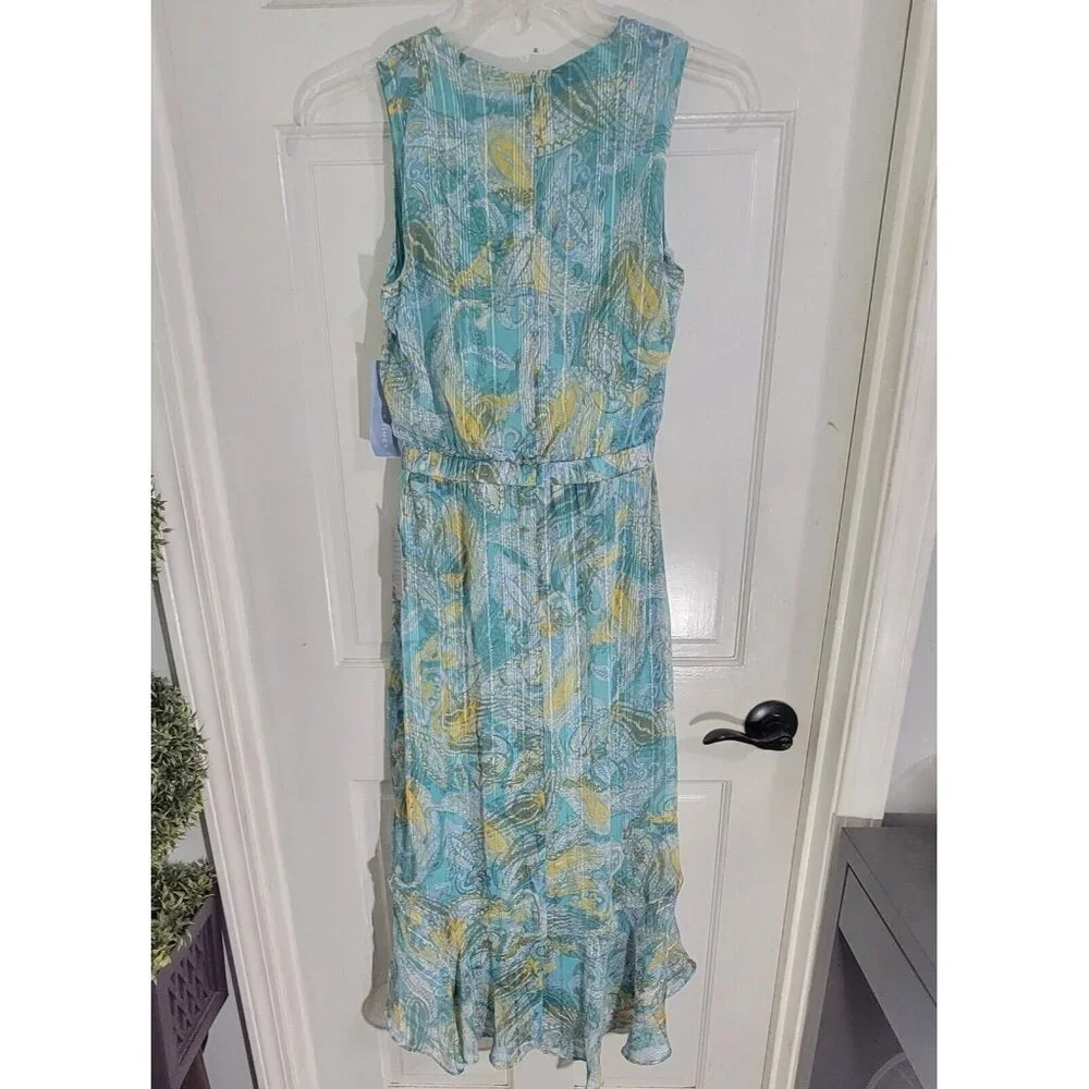 London Times Maxi Womens Dress V Neck Paisley Sleeveless Multicolored Size 4 - Picture 4 of 13